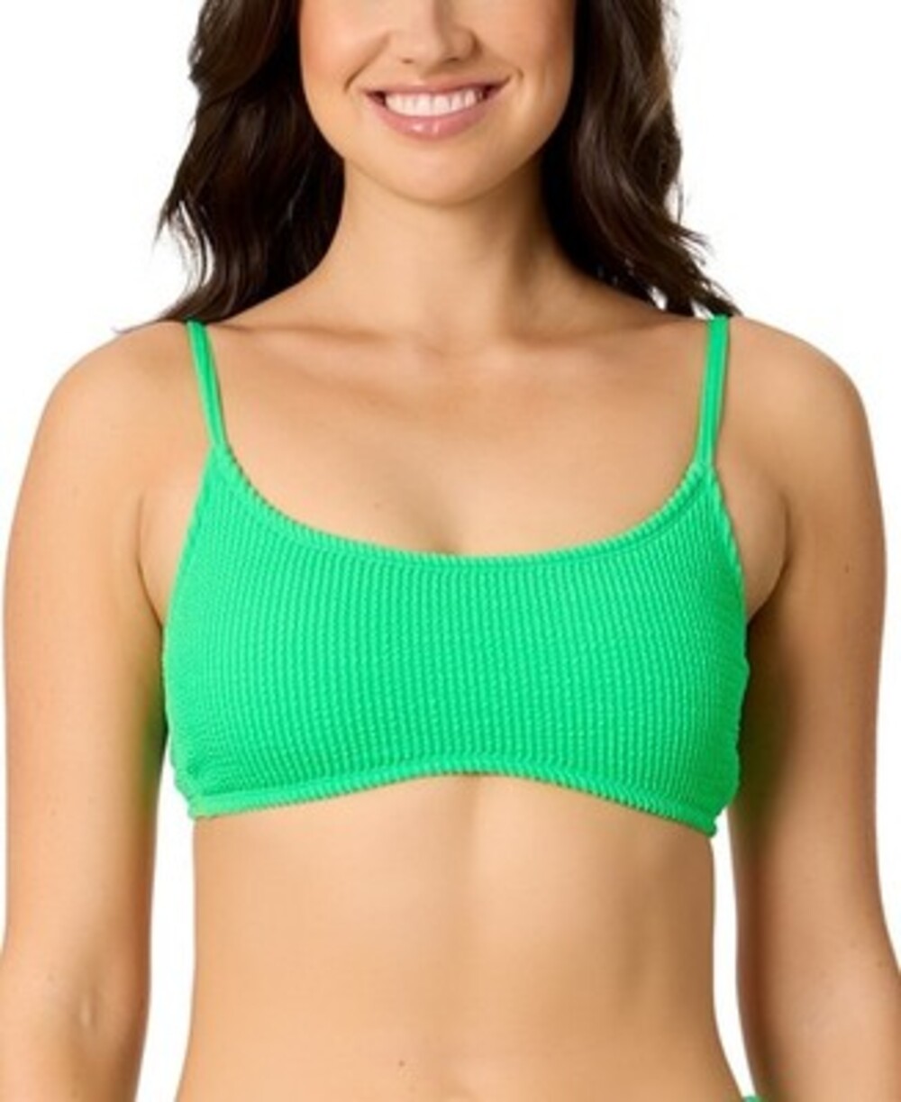 Salt + Cove Rib Scrunch Scoop Neck Bralette Bikini Top Juniors' M Mint Tea